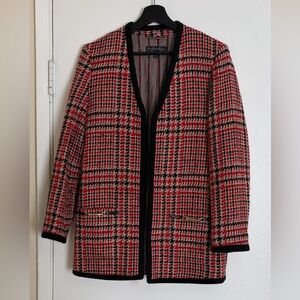 Brooks Brothers Red and Black Wool Tweed Blazer size 4